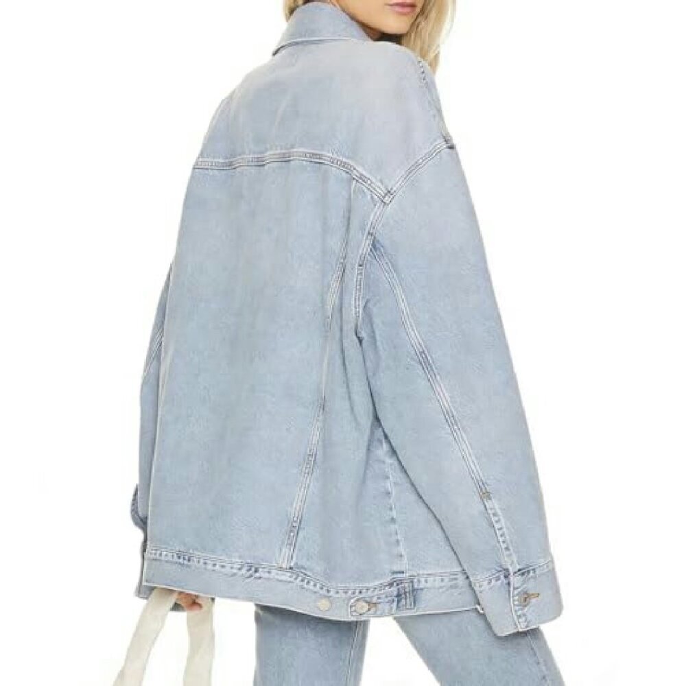 Oversized Boyfriend Denim Jacket Vintage Washed Casual Loose Fit - Picture 6 of 7